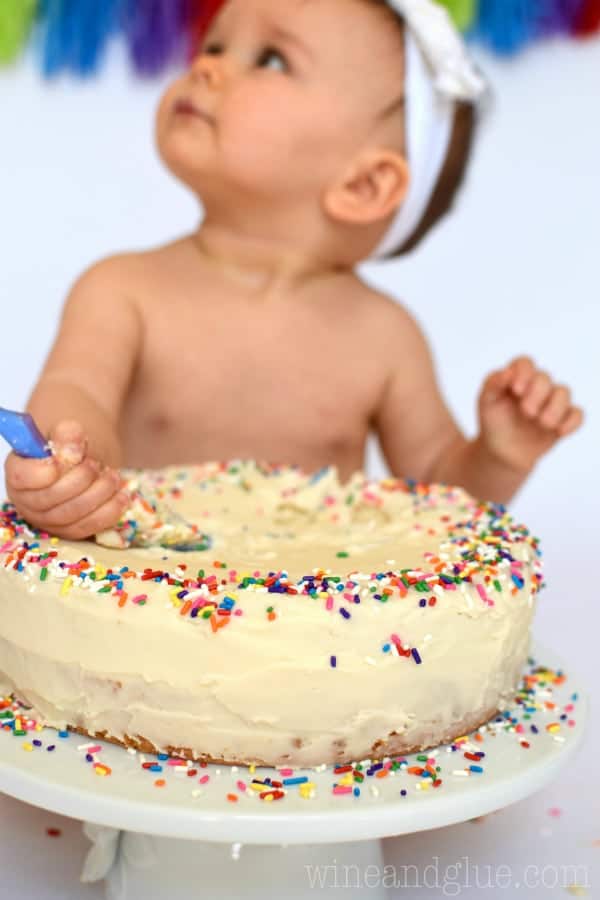 Take those cute pictures of your baby's first birthday and them eating their cake right at home with this DIY Cake Smash Photo Shoot!