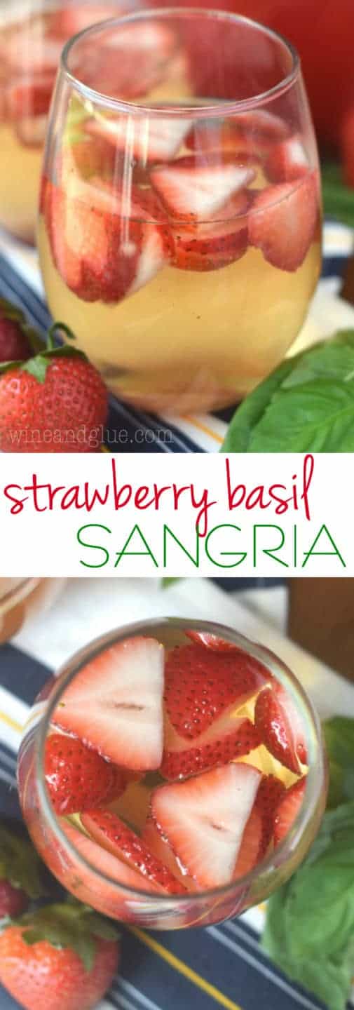 Such a perfect and easy summer cocktail! This Strawberry Basil Sangria is exactly what your summer BBQ or picnic needs!