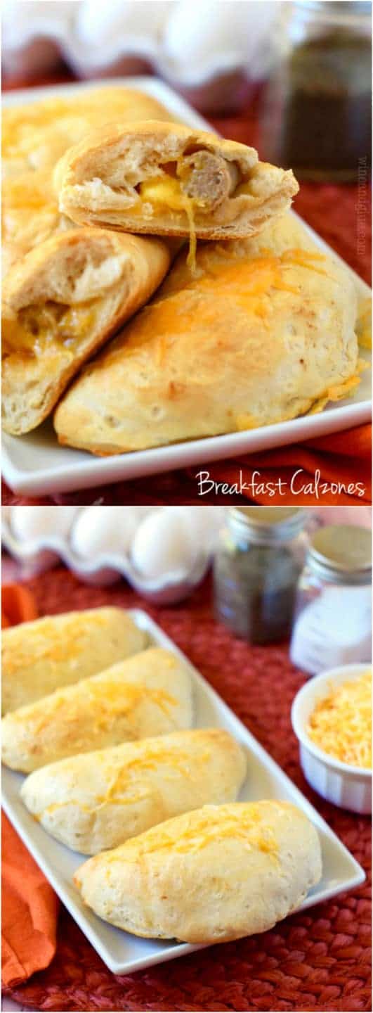 These Breakfast Calzones are such a fun and easy delicious breakfast!  They are perfect for feeding a whole mess of kids!