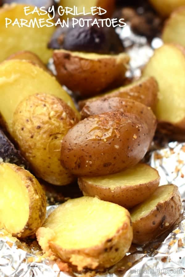 These Easy Grilled Parmesan Potatoes are so fast and the perfect side for a family BBQ!