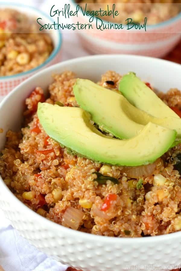 These Grilled Vegetable Southwestern Quinoa Bowls are so jam packed with flavor! This is going to be your new favorite salad!