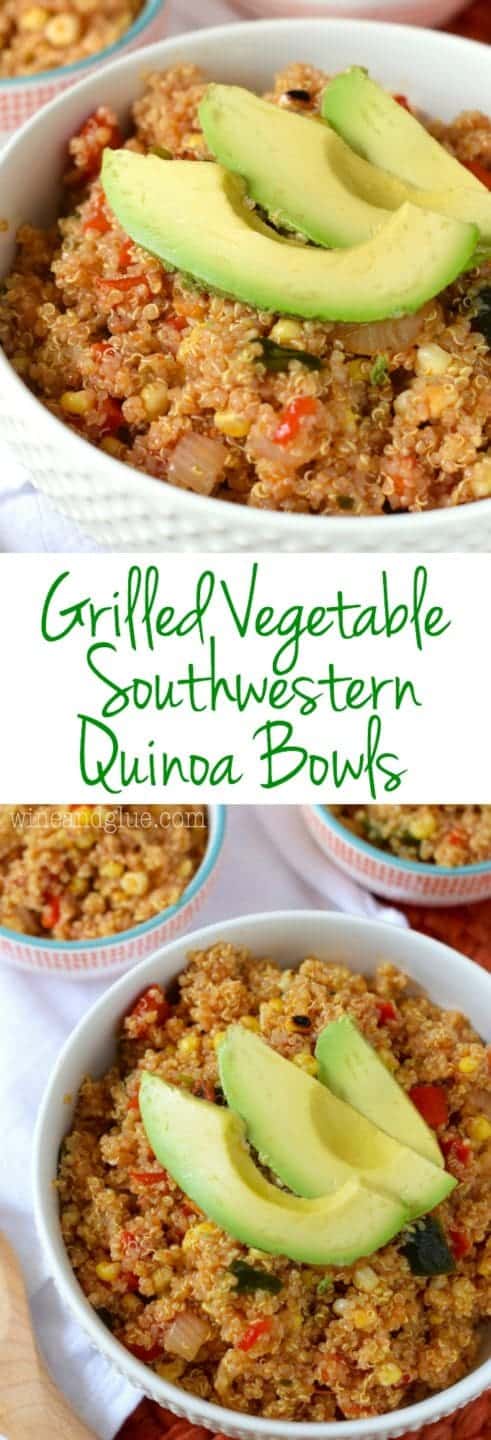 These Grilled Vegetable Southwestern Quinoa Bowls are so jam packed with flavor! This is going to be your new favorite salad!