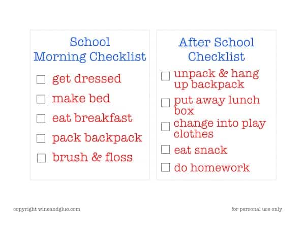 Before And After School Checklist Printable Pdf Silhouette Cut Print Files Simple Joy