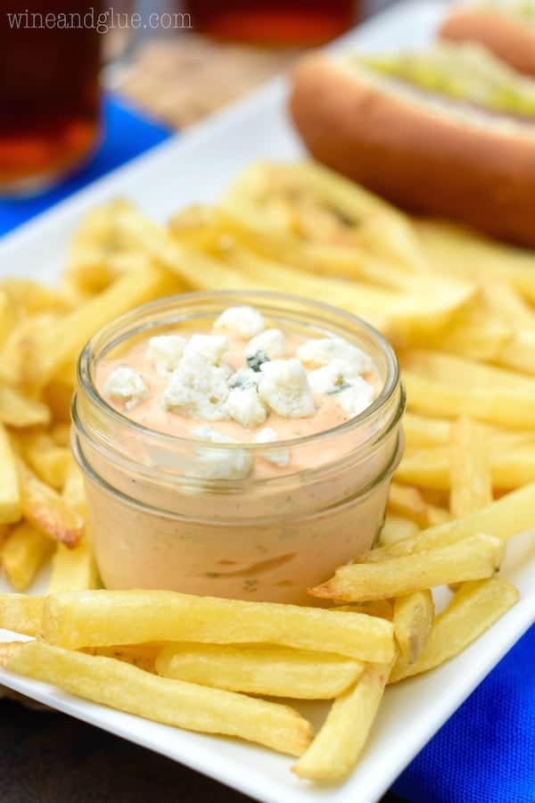 This Buffalo Ranch Dipping Sauce is perfect for fries . . . or anything!  Absolutely irresistible and a must have for your BBQ's and Game Day Parties!