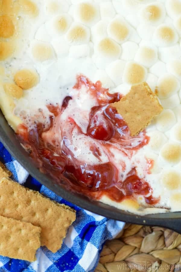 This Chocolate Covered Cherry S'mores Dip is incredibly easy to throw together, but is knock your socks off delicious!