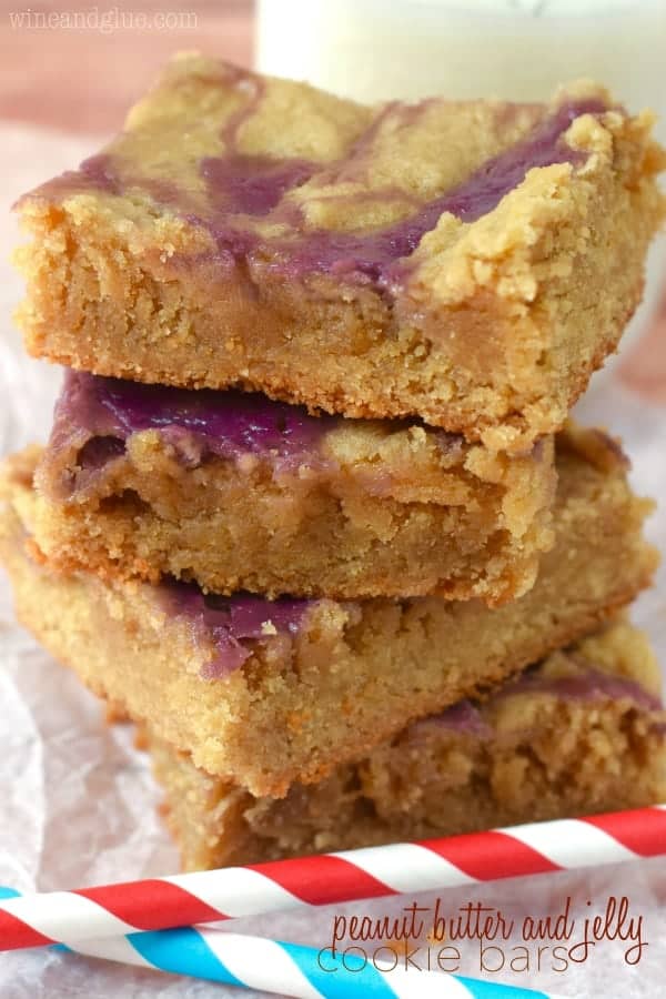 These Peanut Butter and Jelly Cookie Bars are a snap to make, but are SO GOOD the pan will disappear before you know it!