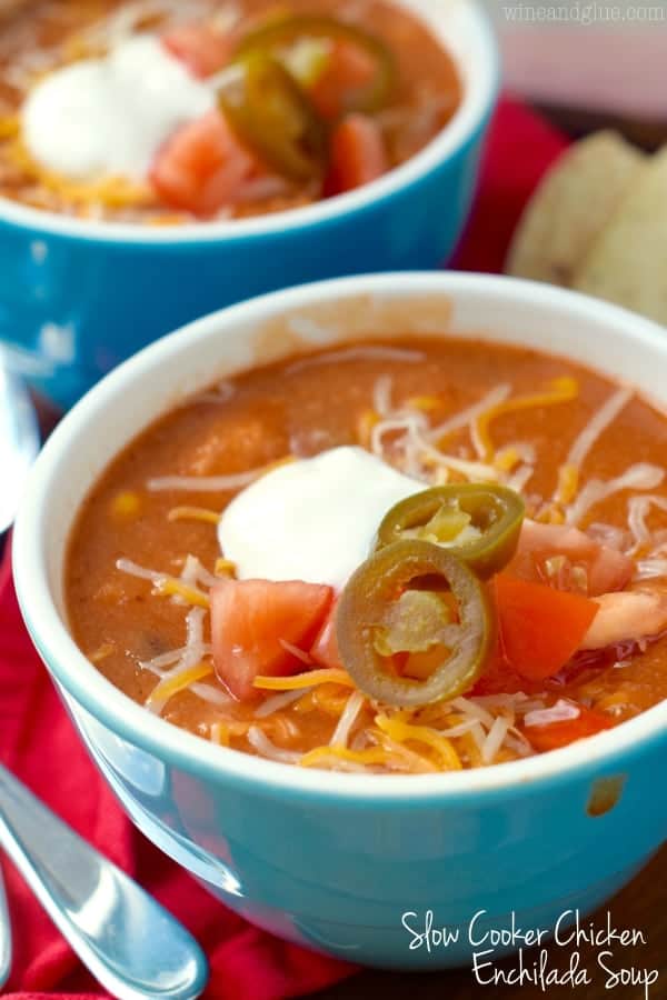 Slow Cooker Chicken Enchilada Soup