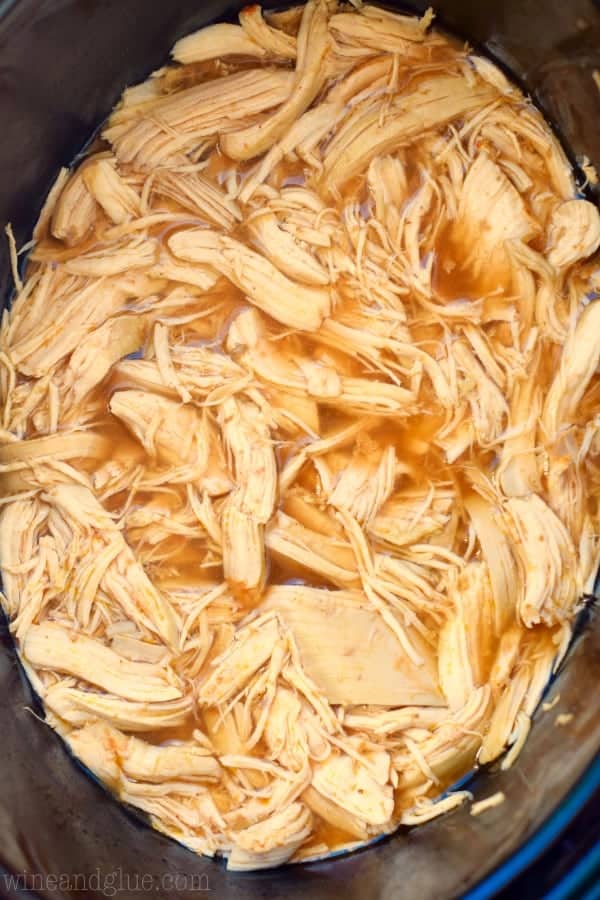 shredded chicken for tacos in a slow cooker