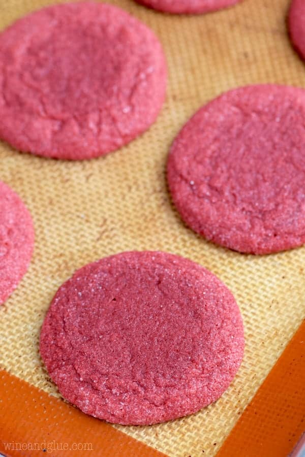 Red cookies with no icing. 