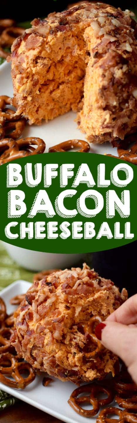 This Buffalo Bacon Cheeseball is easy to throw together and the perfect appetizer for a party! 