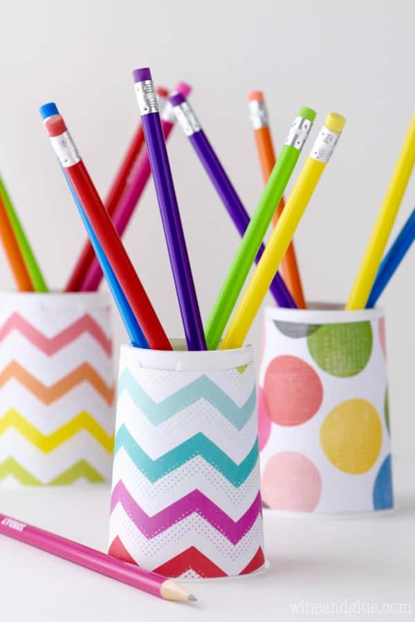 This DIY Pencil Holder is so easy the kids can make it themselves! Be sure to grab the free template to make it even easier!