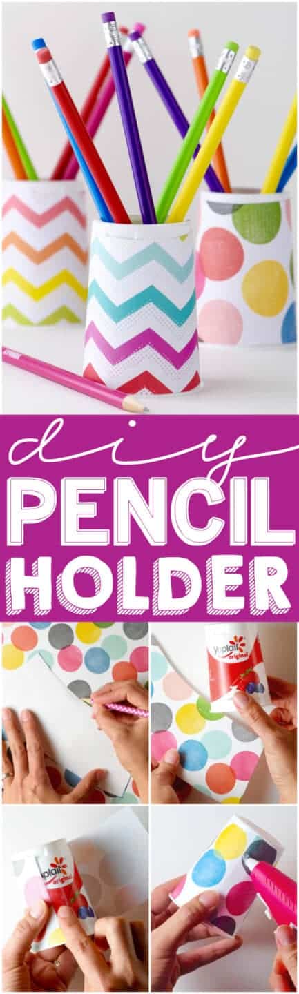 This DIY Pencil Holder is so easy the kids can make it themselves! Be sure to grab the free template to make it even easier!