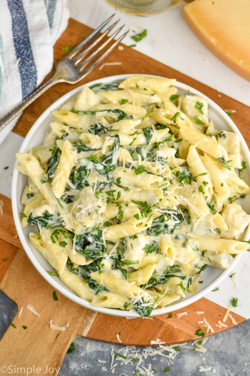 One Pot Spinach Artichoke Pasta - Simple Joy