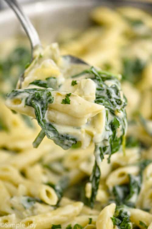 One Pot Spinach Artichoke Pasta - Simple Joy