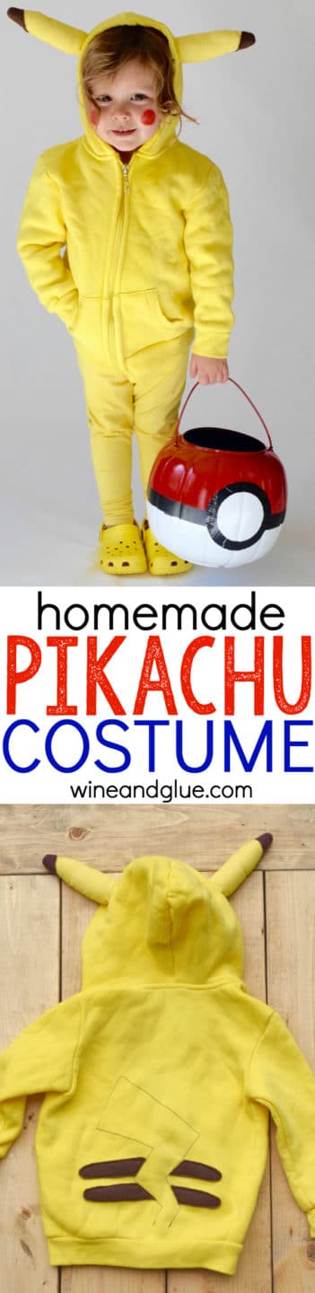 This DIY Pikachu Costume is maybe the cutest Pokémon Costume ever! And a sweatshirt that the kiddos can wear over and over. Free PDF pattern files for the different pieces!