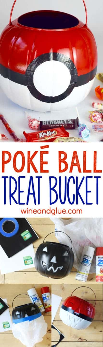 This Poké Ball Treat Bucket is such a super simple craft that will make your kiddo thrilled with their Pokémon Costume!