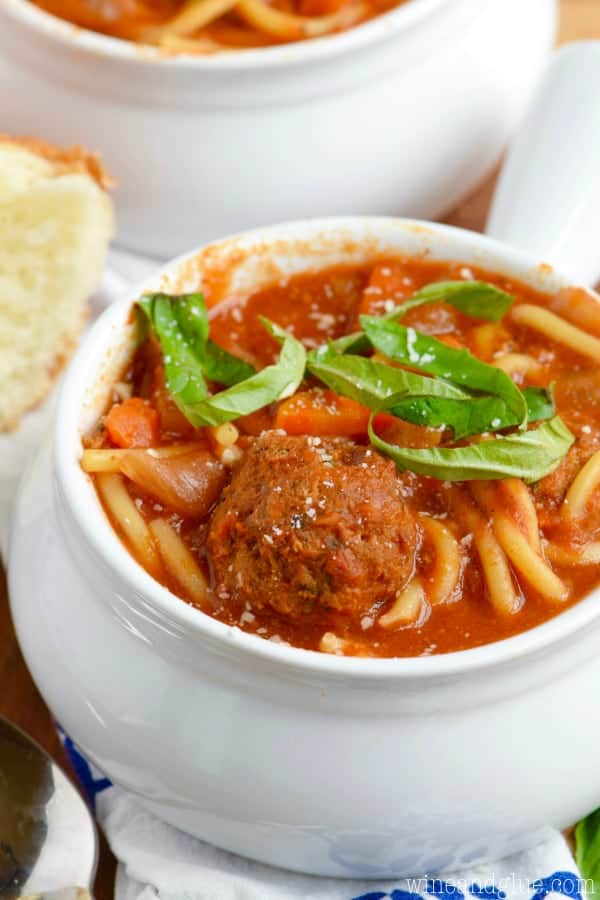 Slow Cooker Spaghetti And Meatball Soup Simple Joy