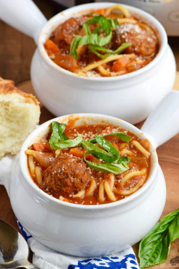 Slow Cooker Spaghetti And Meatball Soup Simple Joy