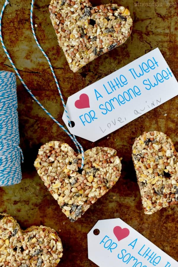 These Valentine's Day Bird Feeder Printable Tags are perfect for using with these Heart Bird Feeders and gifting at Valentine's Day!