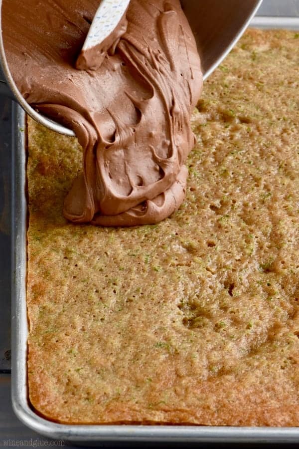 Zucchini Cake Recipe with chocolate frosting.