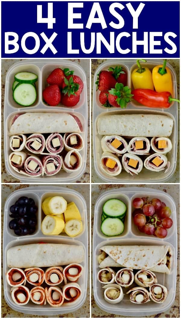 These Four Easy School Lunches add variety to life without still being box lunches that you can feel good about!