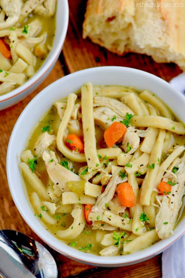 This homemade chicken noodle soup is so good and comforting.