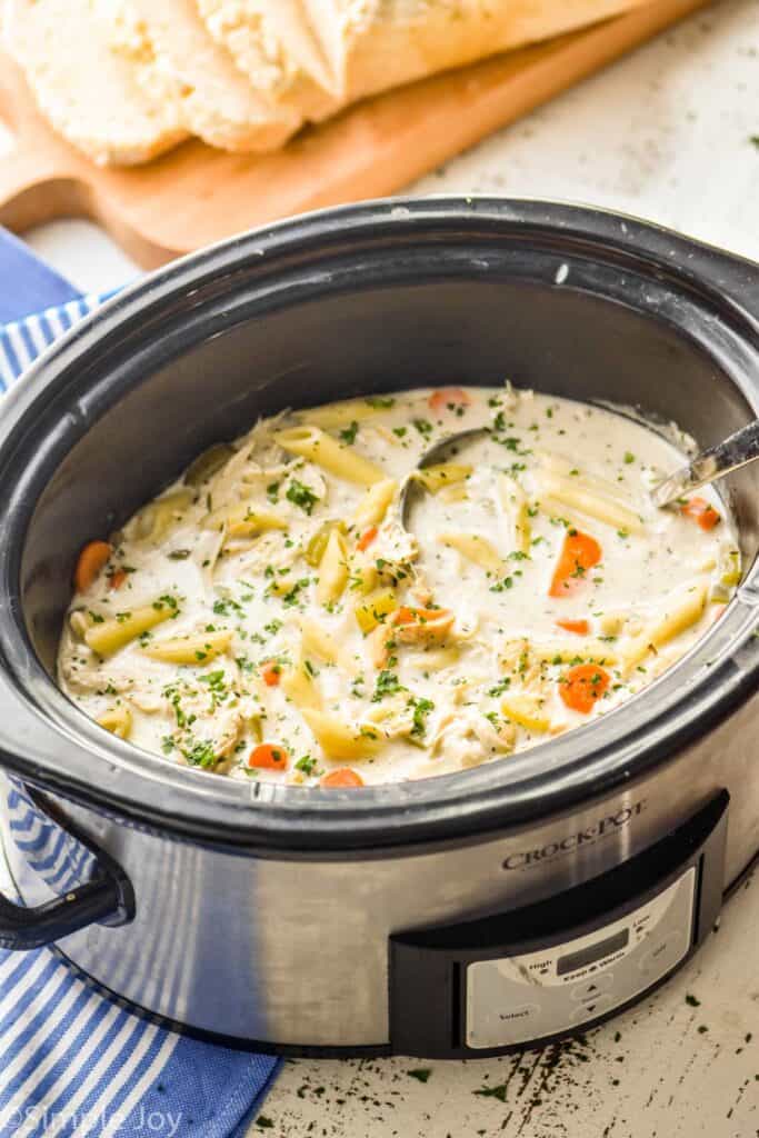 Creamy Crockpot Chicken Noodle Soup - Simple Joy