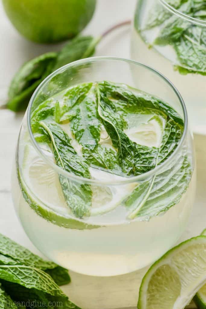 up close glass of mojito sangria