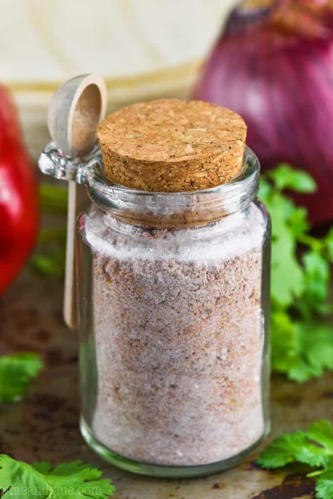 fajita seasoning in a glass jar