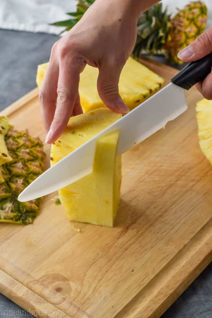 a pineapple with the core being cut out