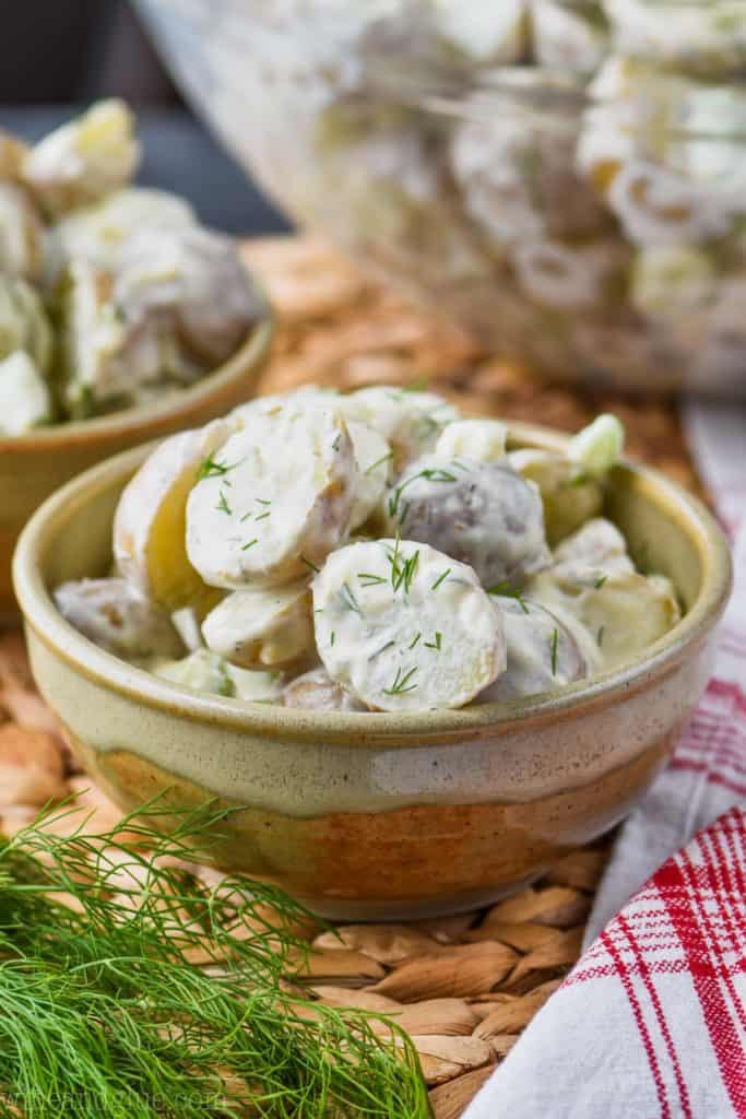 small bowl of healthy potato salad