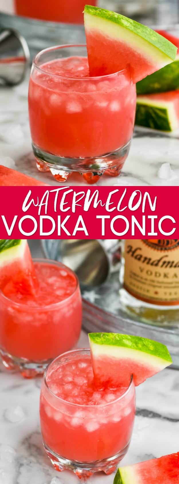collage of photos of watermelon vodka tonic