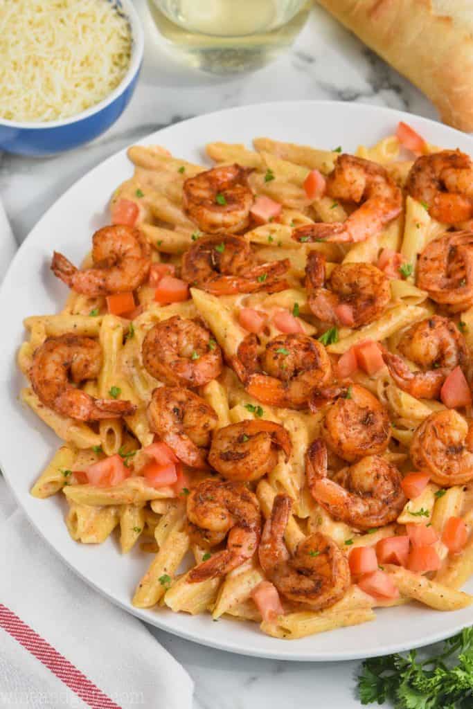 creamy cajun shrimp pasta recipe on a plate