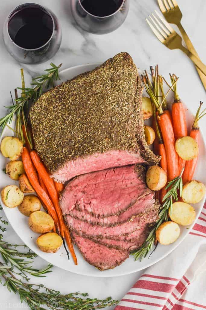 overhead view of beef roast recipe