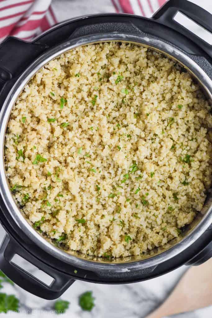 overhead view of instant pot quinoa