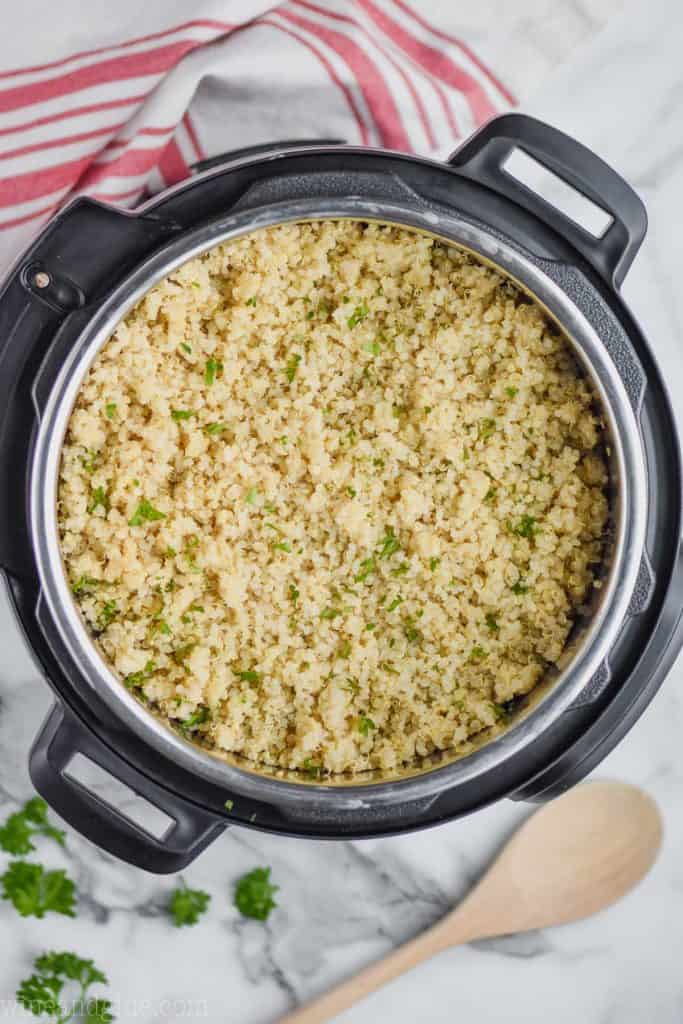 overhead view of instant pot quinoa