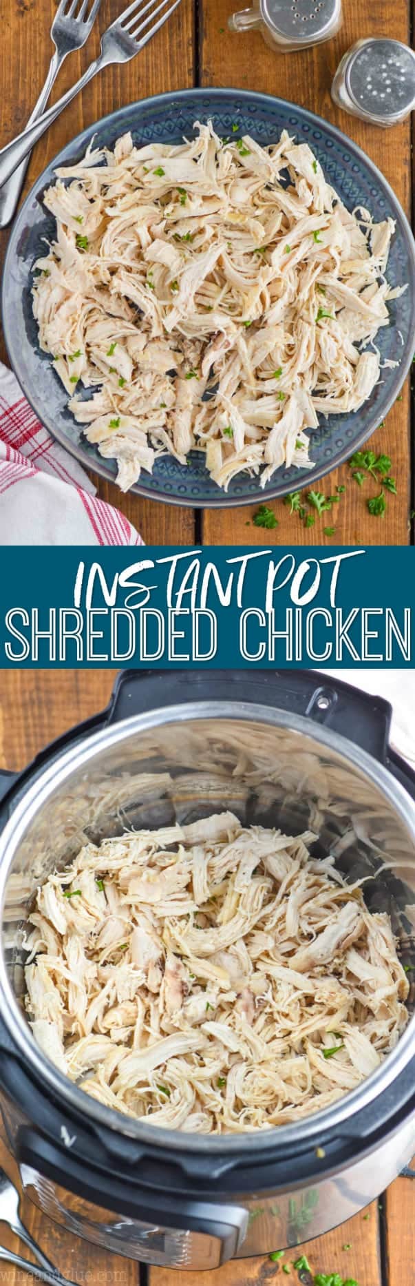 collage of pictures of instant pot shredded chicken recipe