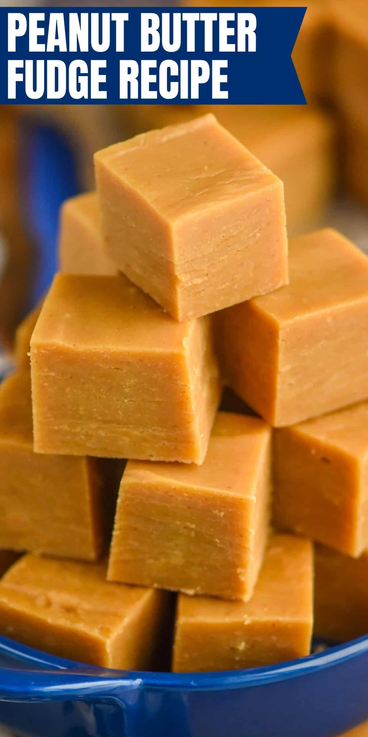 close up picture of a stack of peanut butter fudge