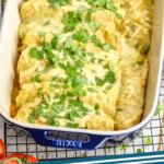 pinterest graphic of green enchiladas, says: green enchiladas