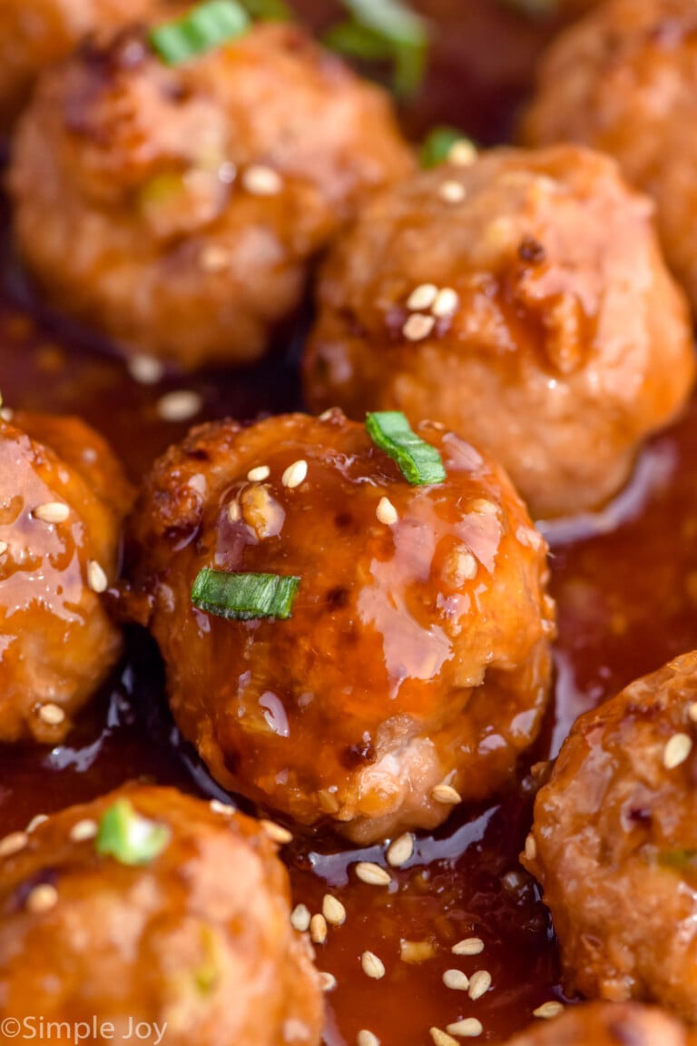 Close up photo of Teriyaki Meatballs.