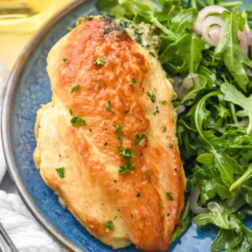 Plate with Stuffed Chicken Breast and green salad