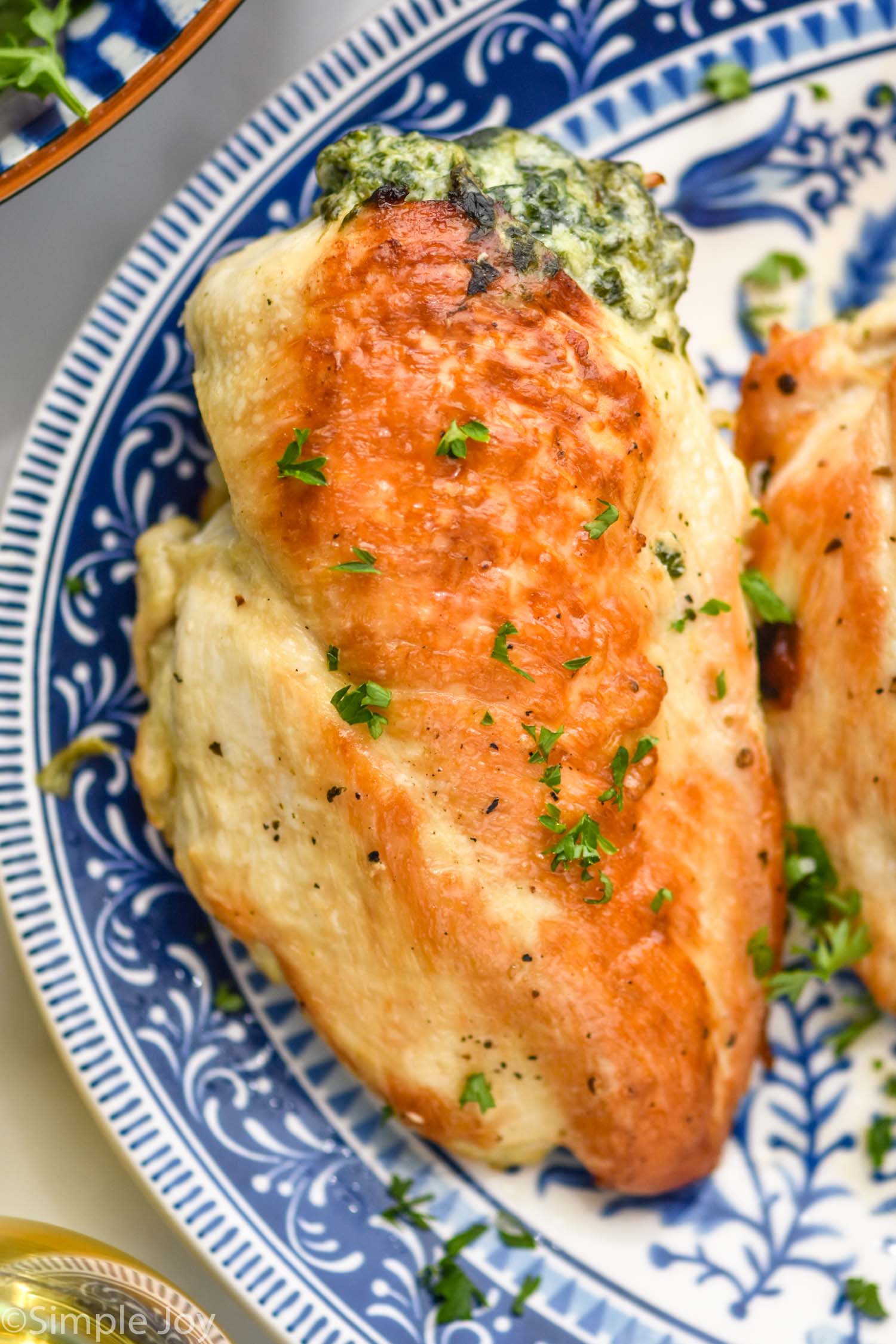 Close up of a Stuffed Chicken Breast on a plate