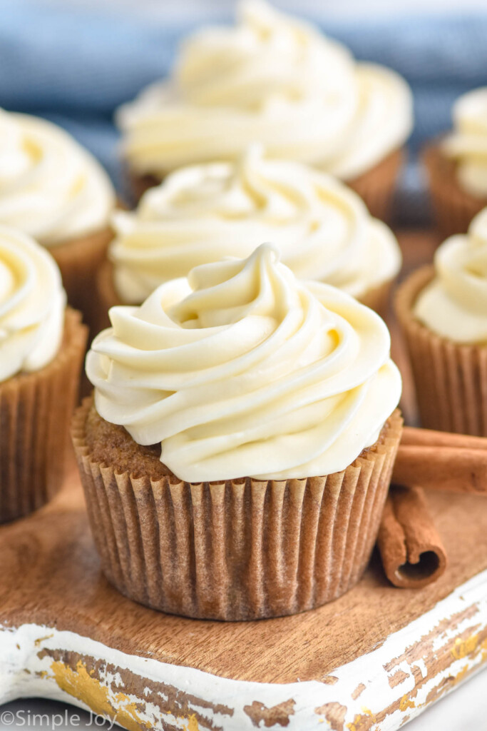 Zucchini Cupcakes topped with cream cheese frosting