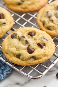 Chocolate Chip Cookies on a wire cooling rack