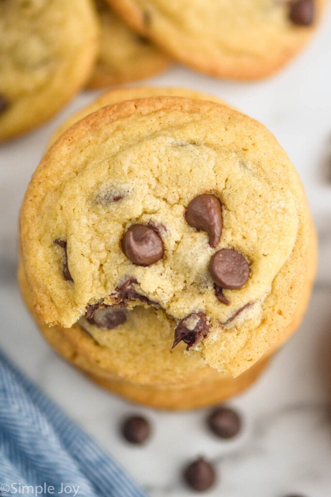 Overhead of stack of Chocolate Chip Cookies