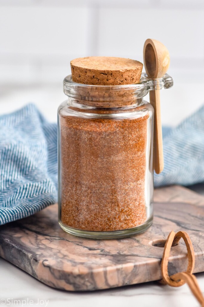 jar of homemade Seasoned Salt with a spoon