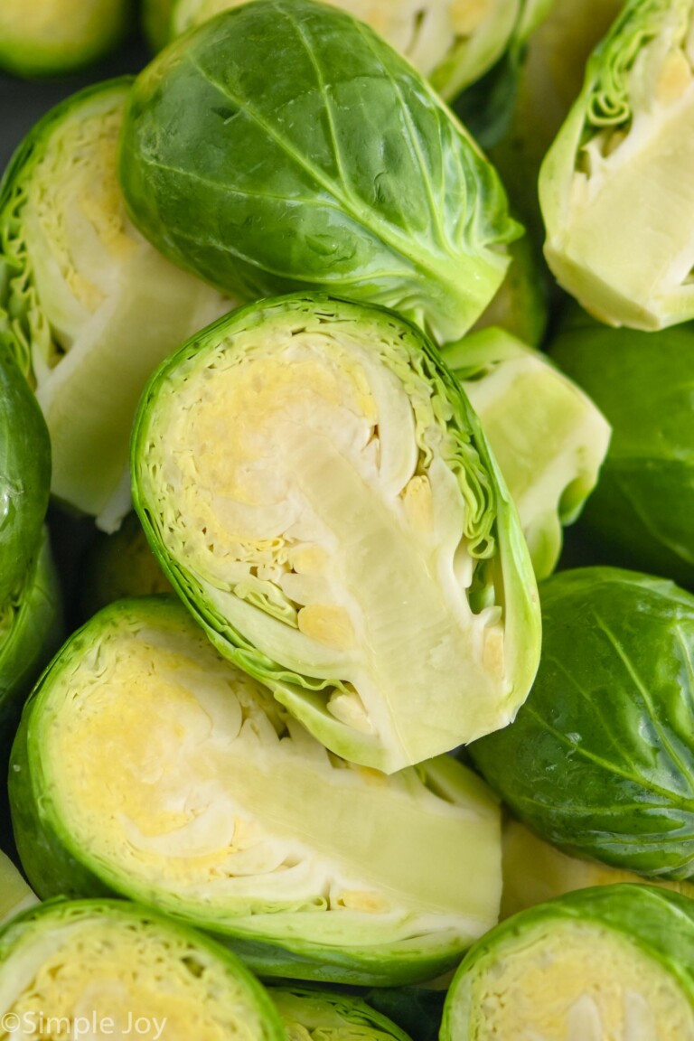 close up of Brussel sprouts cut in half