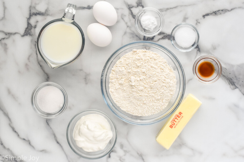 overhead of waffle ingredients