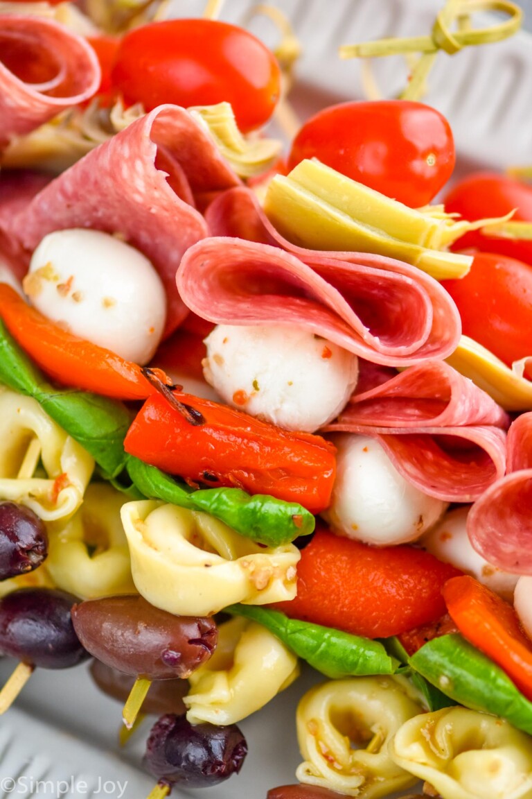 Close up of Antipasto Skewers