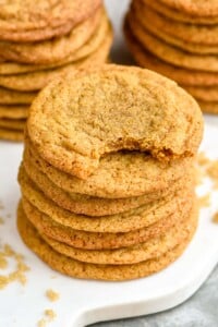 stacks of Brown Sugar Cookies, top cookie has a bite missing out of it